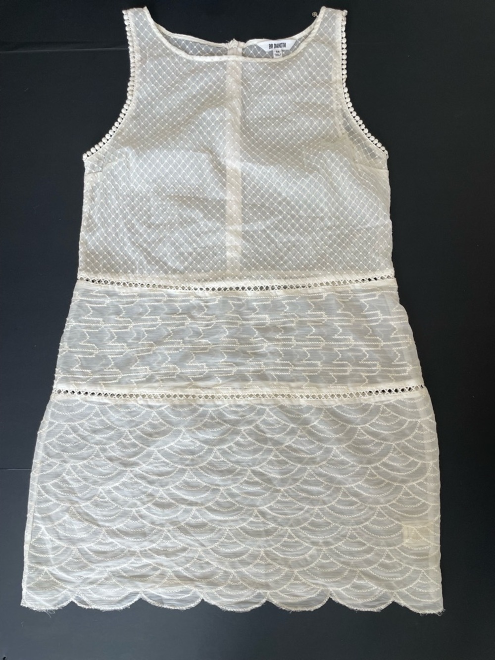 Beautiful BB Dakota White Sheer Lace With Decorative embroidery Dress Size M